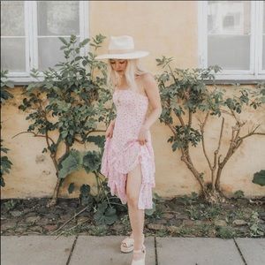 LULU’S NELLIE PINK POLKA DOT MIDI DRESS🌸